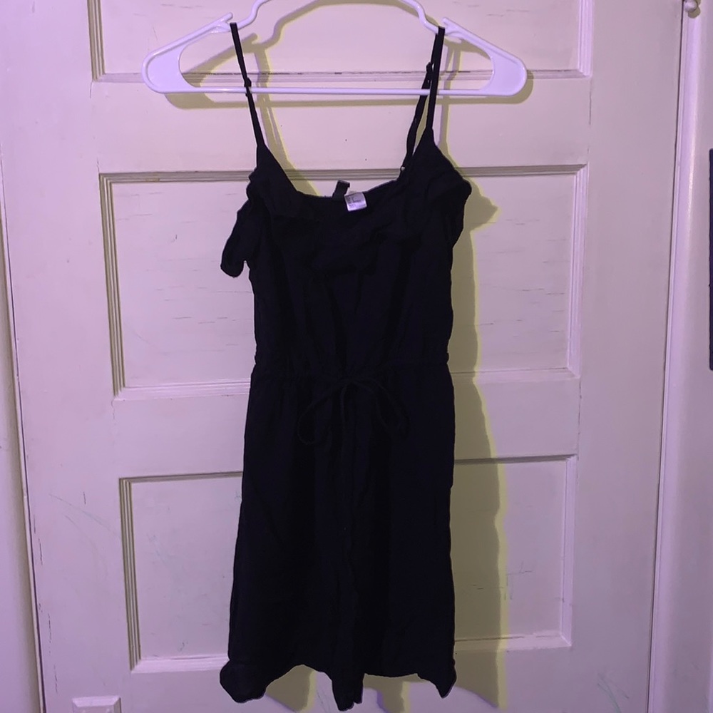 Divided By H&M Black Tie Up Mini Dress With Adjustable Straps